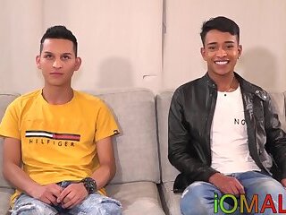 Latin twinks love raw ass fucking in threesome fuckfest